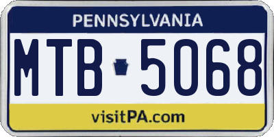 PA license plate MTB5068