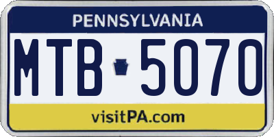 PA license plate MTB5070