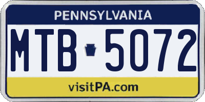 PA license plate MTB5072