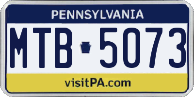 PA license plate MTB5073