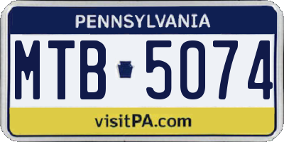 PA license plate MTB5074