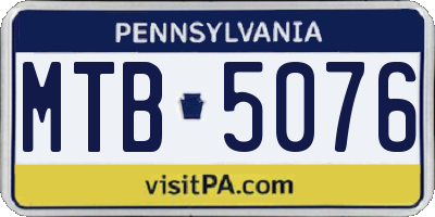 PA license plate MTB5076