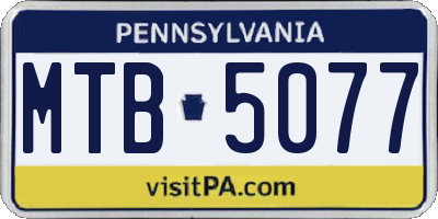 PA license plate MTB5077