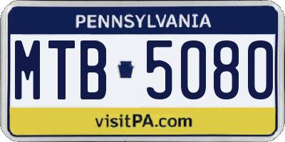 PA license plate MTB5080