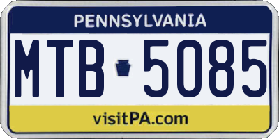 PA license plate MTB5085