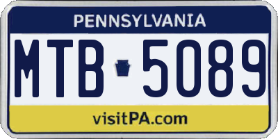 PA license plate MTB5089
