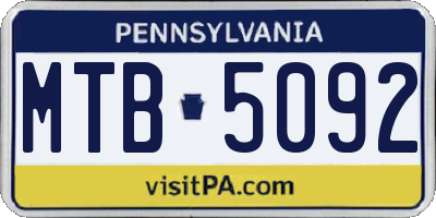 PA license plate MTB5092