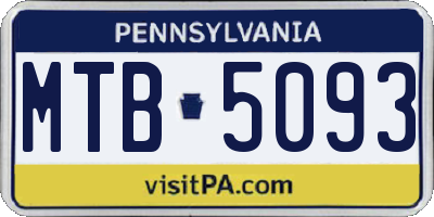 PA license plate MTB5093
