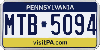 PA license plate MTB5094