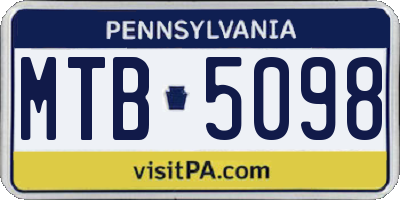 PA license plate MTB5098
