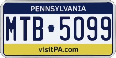 PA license plate MTB5099