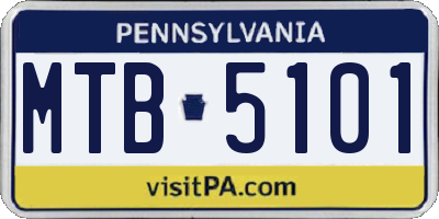 PA license plate MTB5101