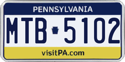 PA license plate MTB5102