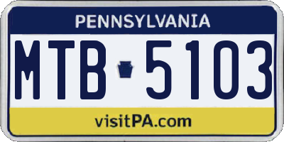 PA license plate MTB5103