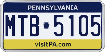 PA license plate MTB5105