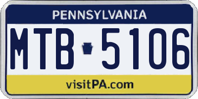 PA license plate MTB5106