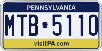 PA license plate MTB5110