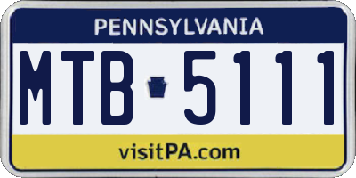 PA license plate MTB5111