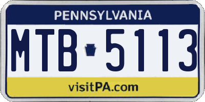 PA license plate MTB5113