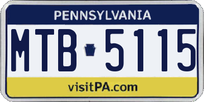 PA license plate MTB5115