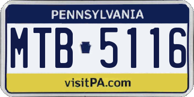 PA license plate MTB5116