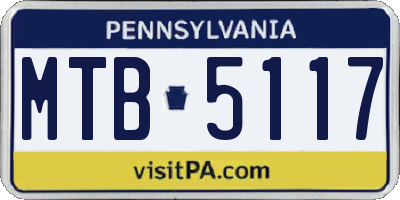 PA license plate MTB5117