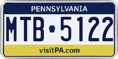 PA license plate MTB5122