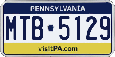 PA license plate MTB5129