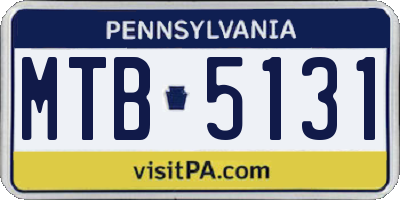PA license plate MTB5131