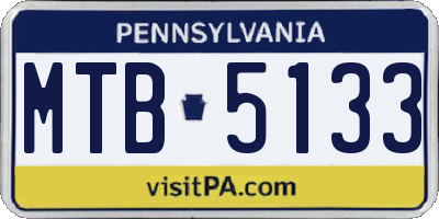 PA license plate MTB5133