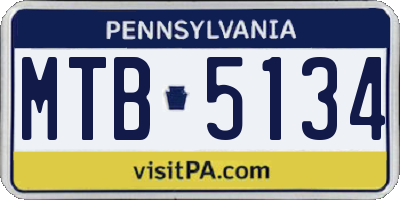 PA license plate MTB5134
