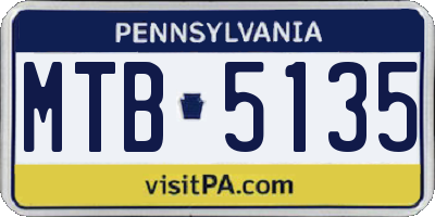 PA license plate MTB5135