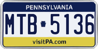 PA license plate MTB5136