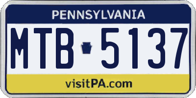 PA license plate MTB5137
