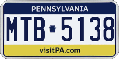 PA license plate MTB5138