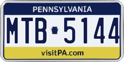 PA license plate MTB5144