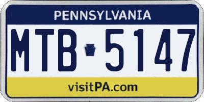 PA license plate MTB5147