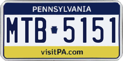 PA license plate MTB5151