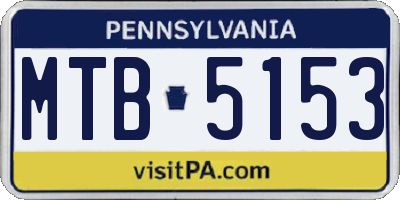 PA license plate MTB5153