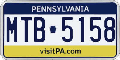 PA license plate MTB5158