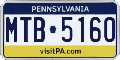 PA license plate MTB5160