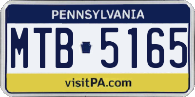 PA license plate MTB5165