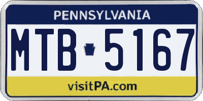 PA license plate MTB5167