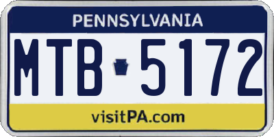 PA license plate MTB5172
