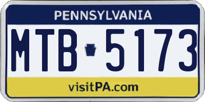 PA license plate MTB5173