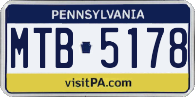 PA license plate MTB5178