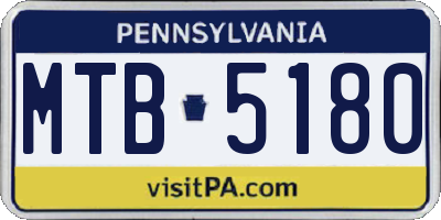 PA license plate MTB5180
