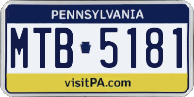 PA license plate MTB5181