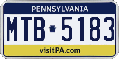 PA license plate MTB5183