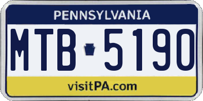 PA license plate MTB5190